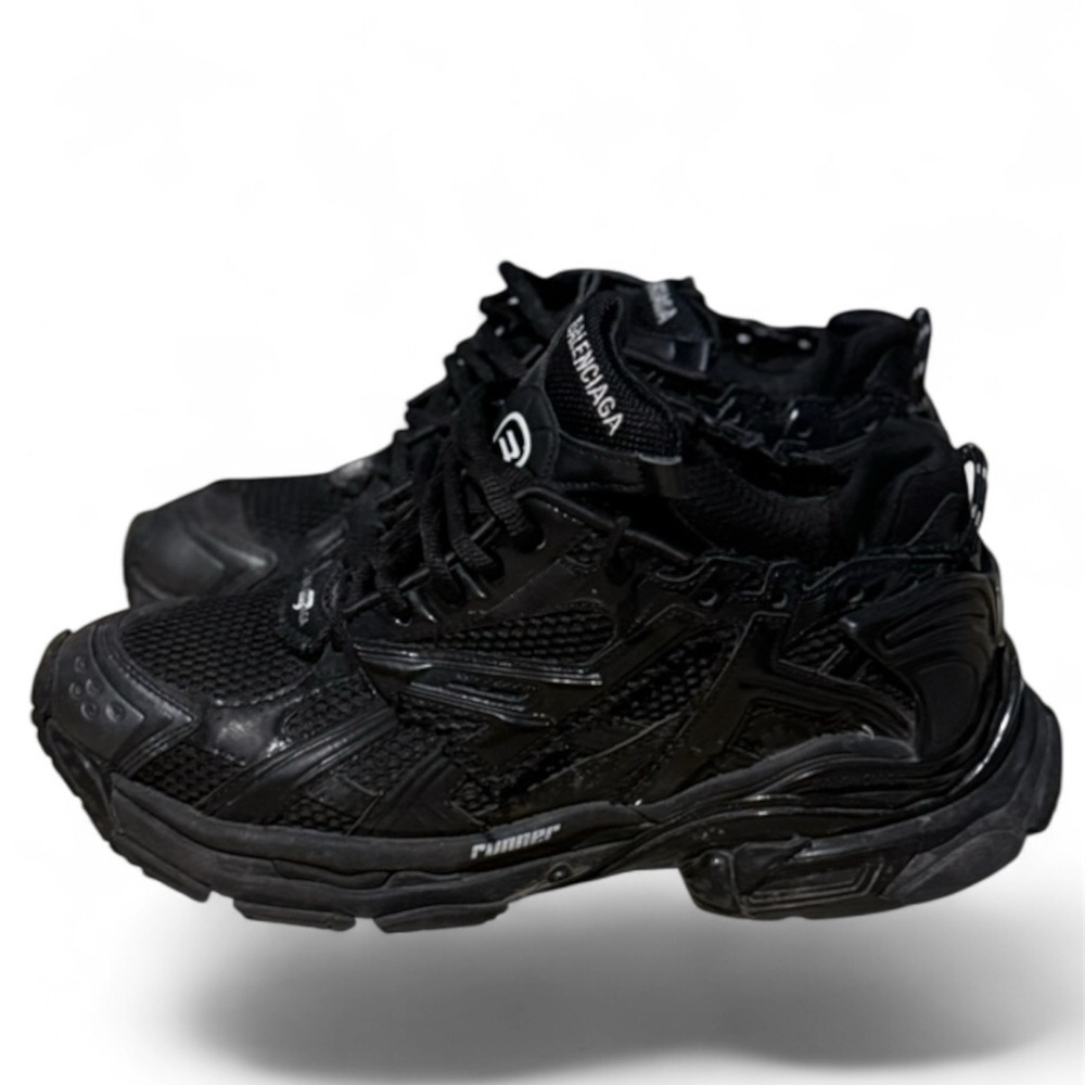 Balenciaga Men’s All-Black Layered Runner Sneaker